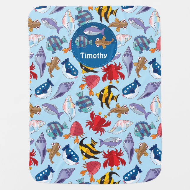 Ocean Fishes Baby Blanket (Front)