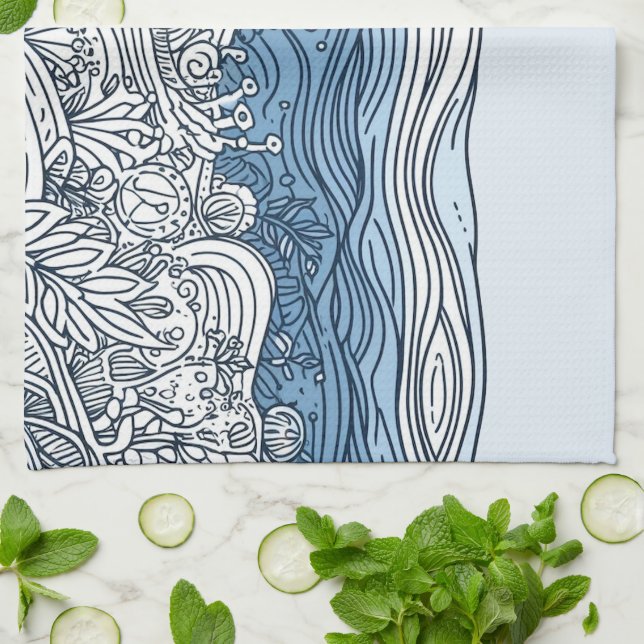 Ocean Floor - Abstract  Kitchen Towel (Folded)