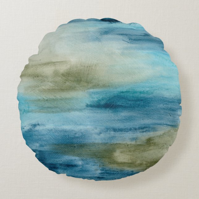 Ocean Flow II Round Pillow (Front)
