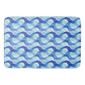 Ocean Flow Watercolor Wave Pattern Bath Mat