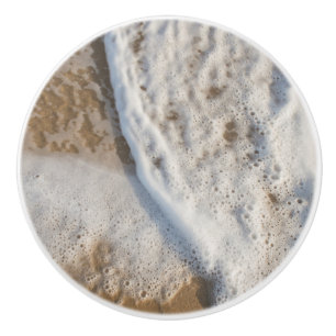 Ocean foam on beach ceramic knob