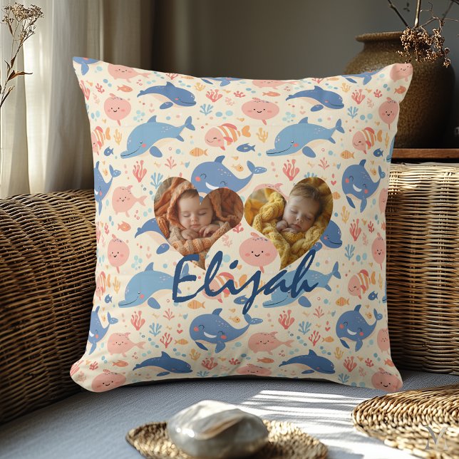 Ocean Friends Baby Sea Life – Cute Underwater  Throw Pillow (Creator Uploaded)