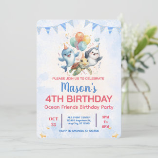 Ocean Friends Birthday Invitation