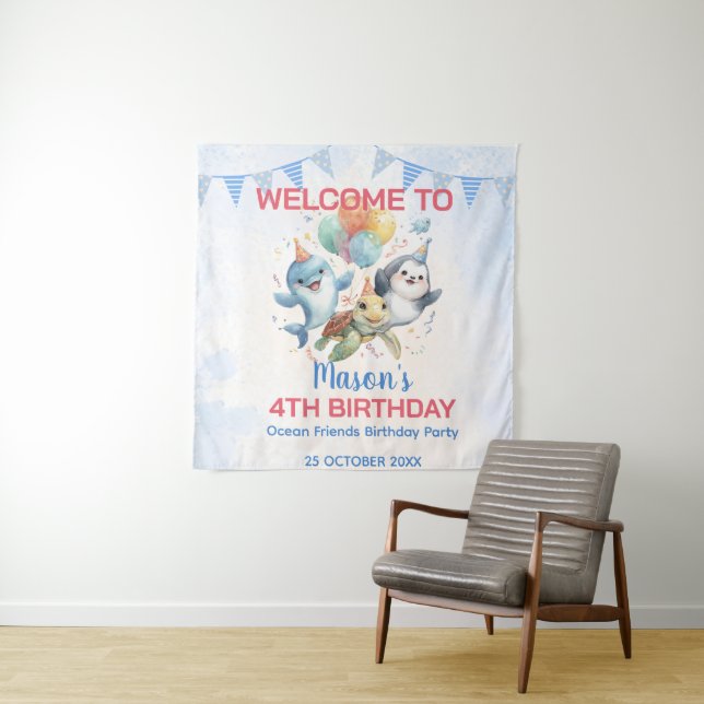 Ocean Friends Birthday Tapestry (In Situ)