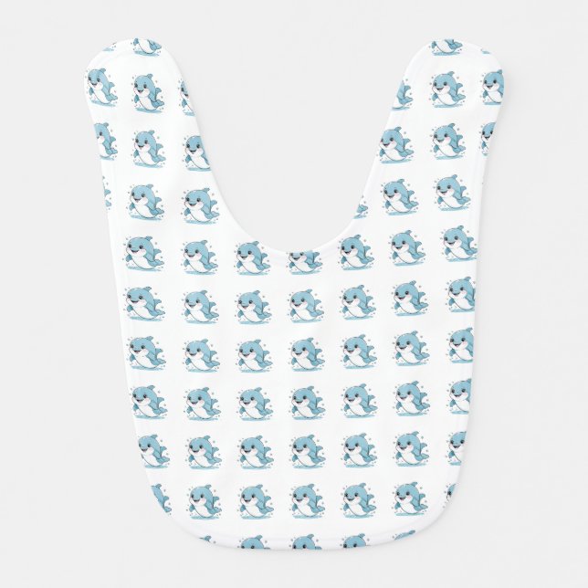 Ocean Friends Collection Cute Sea Creatures Pastel Baby Bib (Front)