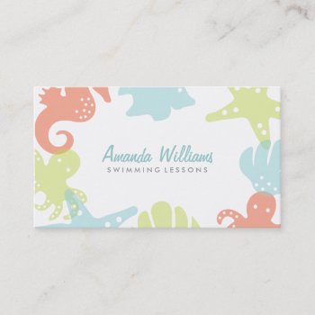 Ocean Friends Swim Lessons Business Cards by origamiprints at Zazzle