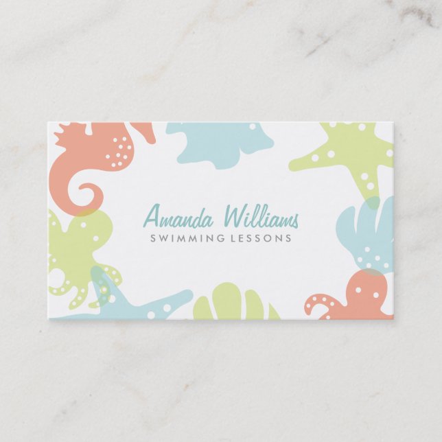 Ocean Friends Swim Lessons Business Cards (Front)