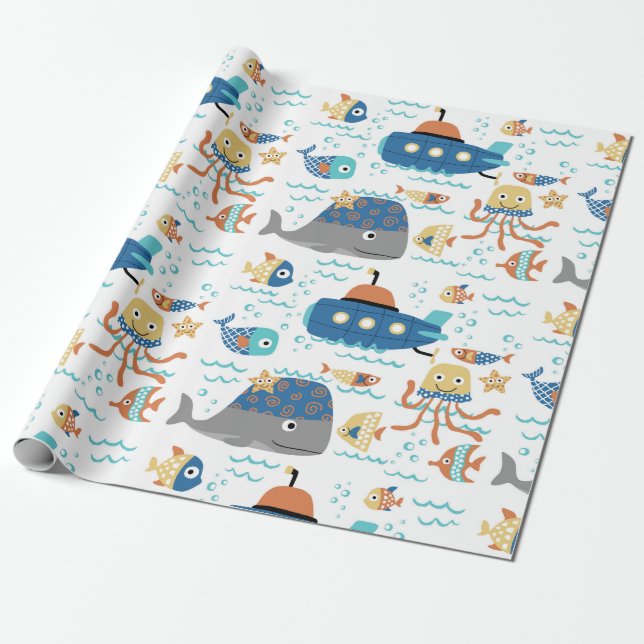 Ocean Friends Wrapping Paper (Unrolled)