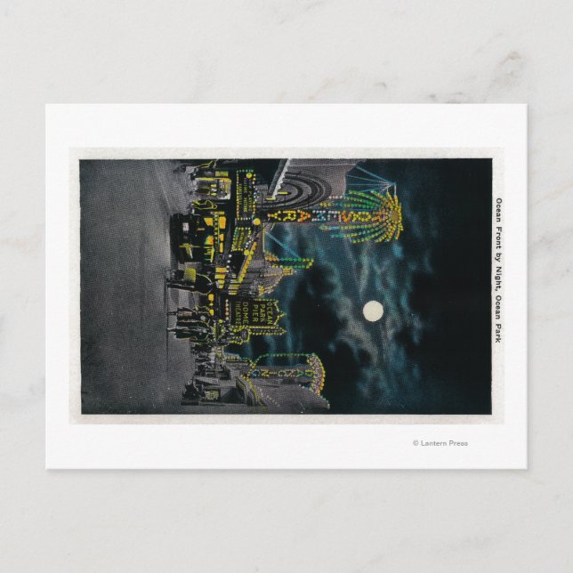 Ocean Front at Night, Ocean Park Postcard (Front)