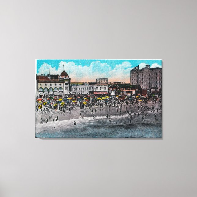 Ocean Front Swimming, Ocean Park Canvas Print (Front)