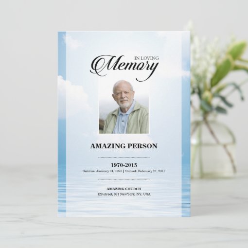 Ocean Funeral Prayer Card Template | Zazzle