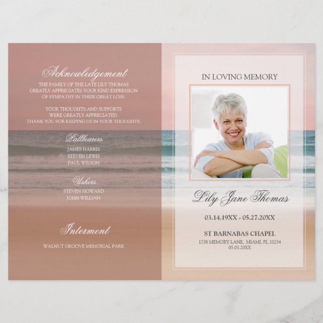 Ocean Funeral Program | In Loving Memory Flyer (Front)