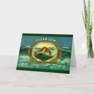 Ocean Gem mermaid cigar label Card