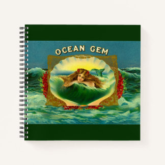 Ocean Gem mermaid cigar label Notebook