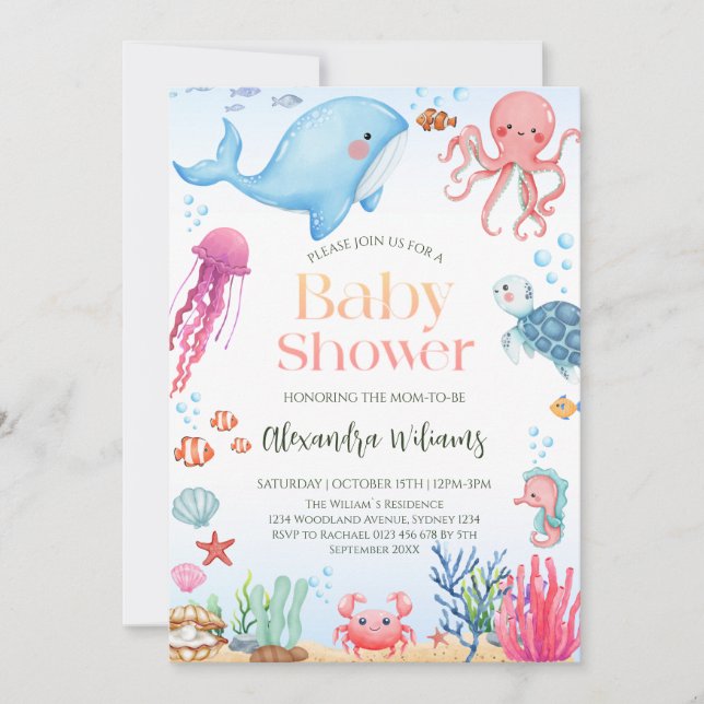 Ocean Gender Neutral Baby Shower Invitation (Front)