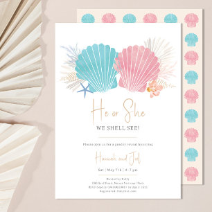 Ocean Gender Reveal He or She Baby Invitation