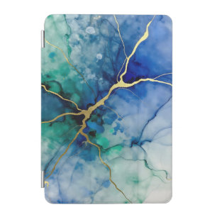 Ocean Geode Alcohol Ink Gold Veins iPad Mini Cover
