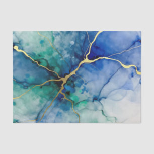 Ocean Geode Alcohol Ink Gold Veins Tissue Paper