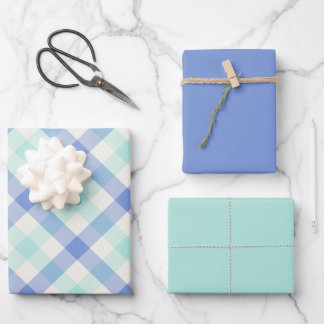 Ocean Gingham Wrapping Paper Sheets