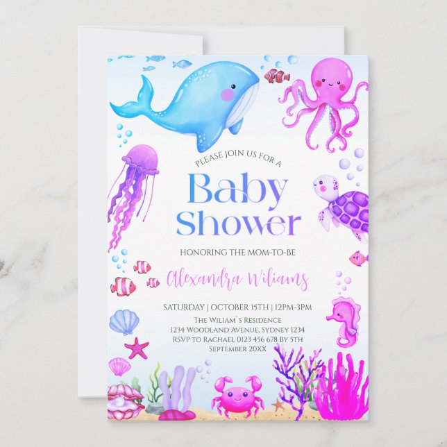 Ocean Girl Baby Shower Invitation (Front)