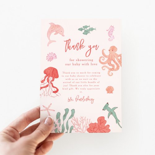 Ocean Girl Baby Shower Thank You Card
