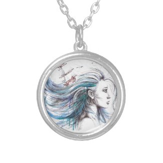 Ocean girl Nautical Surreal Watercolor art
