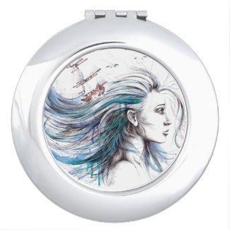 Ocean girl Nautical Surreal Watercolor art