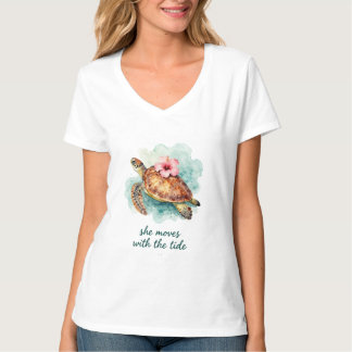 ocean girl - Sea turtle hibiscus tee