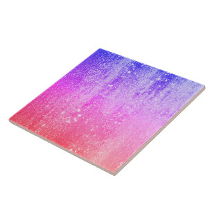 Ocean glam gradient pink-blue ceramic tile