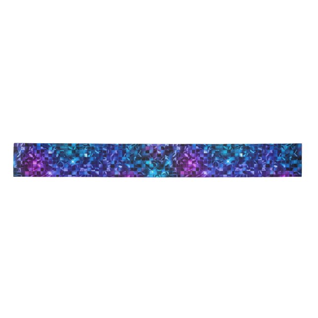 Ocean Glamour Blue and Pink Glitter Satin Ribbon (Front)