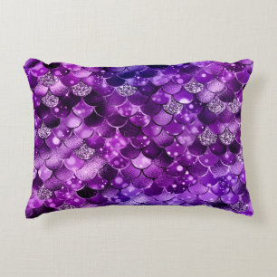 Ocean Glamour Colorful Fish Scales Pattern Accent Pillow
