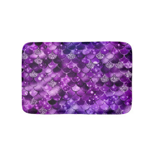Ocean Glamour Colorful Fish Scales Pattern Bath Mat