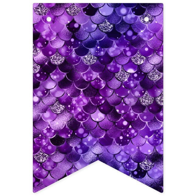 Ocean Glamour Colorful Fish Scales Pattern Bunting Flags (First Flag)