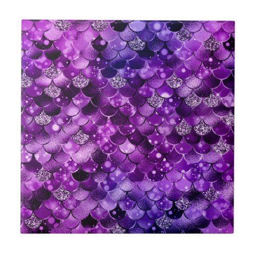 Ocean Glamour Colorful Fish Scales Pattern Ceramic Tile