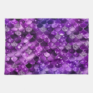 Ocean Glamour Colorful Fish Scales Pattern Kitchen Towel