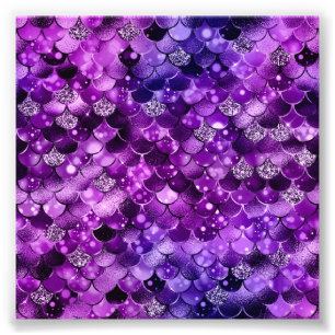 Ocean Glamour Colorful Fish Scales Pattern Photo Print