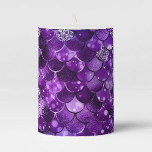 Ocean Glamour Colorful Fish Scales Pattern Pillar Candle