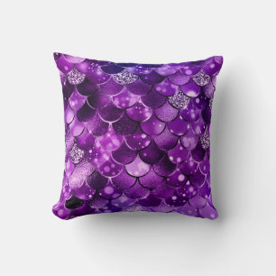 Ocean Glamour Colorful Fish Scales Pattern Throw Pillow