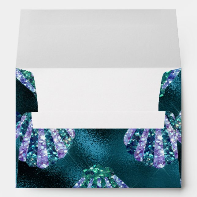 Ocean Glamour Colorful Oyster Pattern Envelope (Back (Bottom))