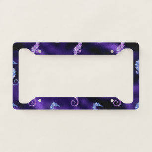 Ocean Glamour Colorful Sea Horse Pattern License Plate Frame