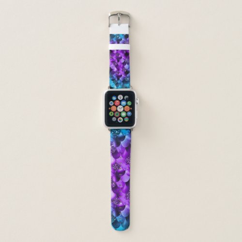 Ocean Glamour purple teal Glitter Mermaid Scales Apple Watch Band