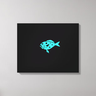 Ocean Glow_Aqua-on-Black Lonely Grouper Canvas Print