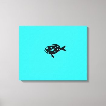 Ocean Glow_black-on-aqua Lonely Grouper Canvas Print by FUNauticals at Zazzle