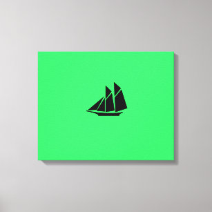 Ocean Glow_Black-on-Green Clipper Ship Canvas Print