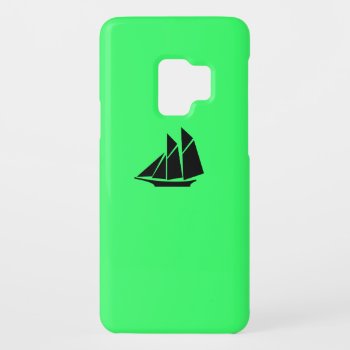 Ocean Glow_black-on-green Clipper Ship Case-mate Samsung Galaxy S9 Case by FUNauticals at Zazzle