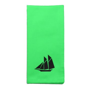 Ocean Glow_black-on-green Clipper Ship Cloth Napkin by FUNauticals at Zazzle