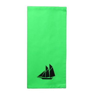 Ocean Glow_Black-on-Green Clipper Ship Napkin