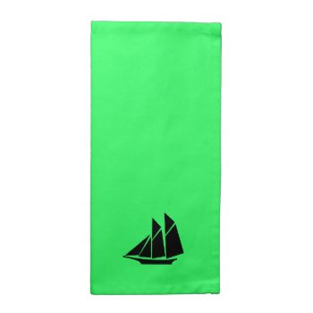 Ocean Glow_black-on-green Clipper Ship Napkin by FUNauticals at Zazzle