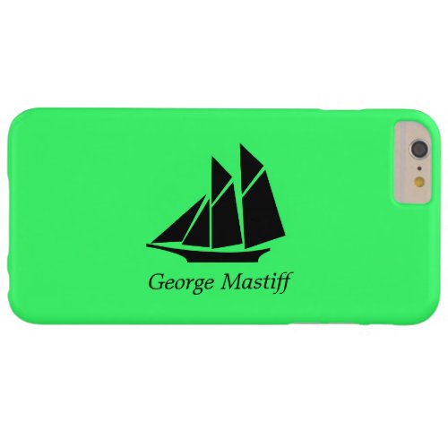Ocean Glow_Black_on_Green Clipper Ship_personalize Barely There iPhone 6 Plus Case