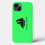 Ocean Glow_black-on-green Clipper Ship_personalize Iphone 13 Case at Zazzle